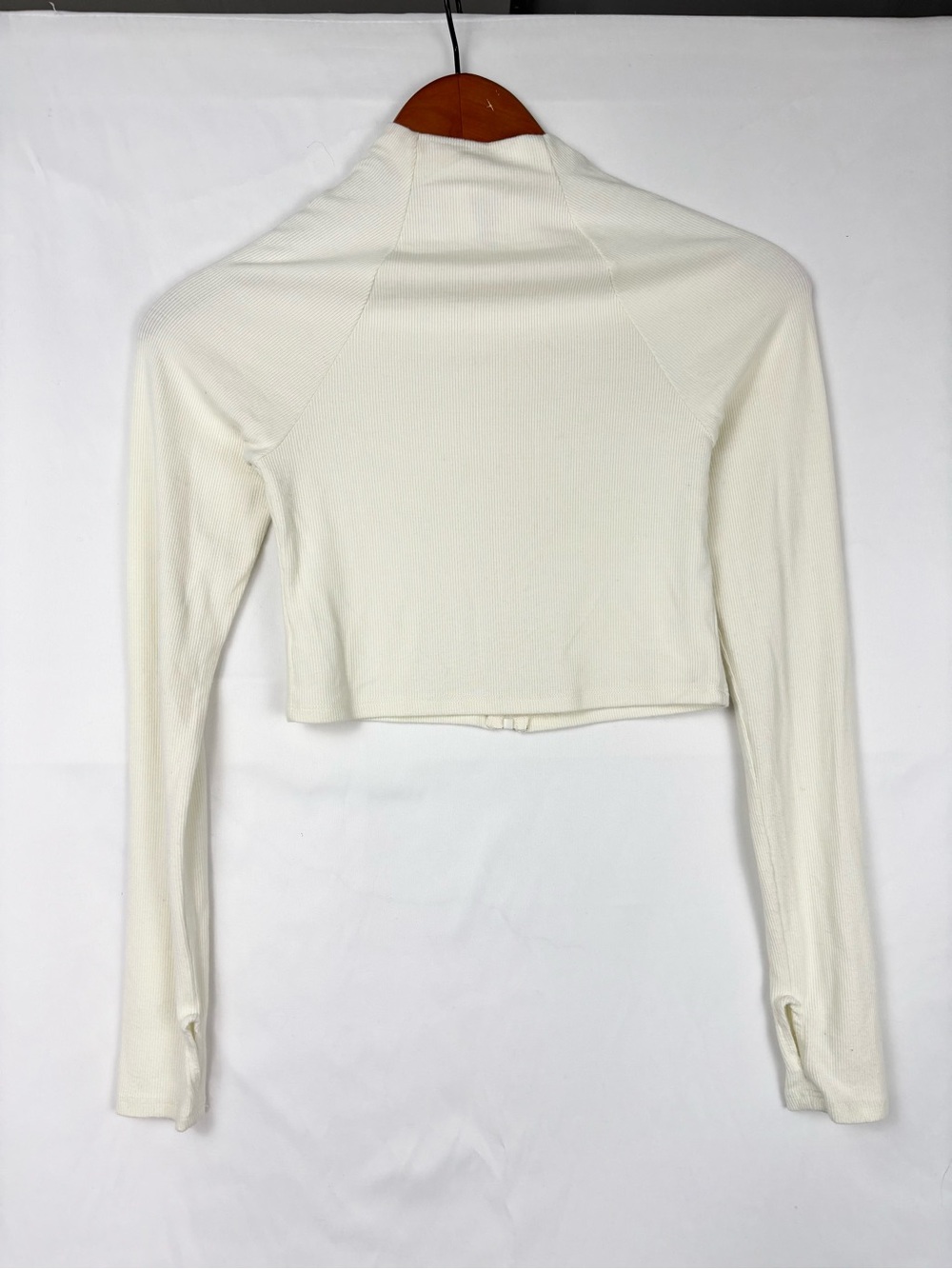 Joah Brown Crop Zip Long Sleeve in Bone Flexrib Size XS/S - Picture 3 of 7